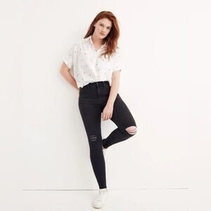 Madewell Mid Rise 9” Distressed Skinny Jeans